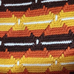 Vtg Handmade Afghan Crochet Retro Sofa Cover Diamond Stitch Stripe Blanket 43x71